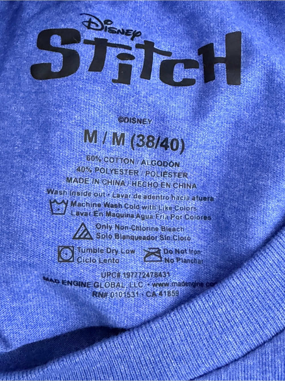 Disney Men’s Size M 38/40 Short Sleeve LILO And Stitch 4th Of July Patriotic Tet - Picture 5 of 5